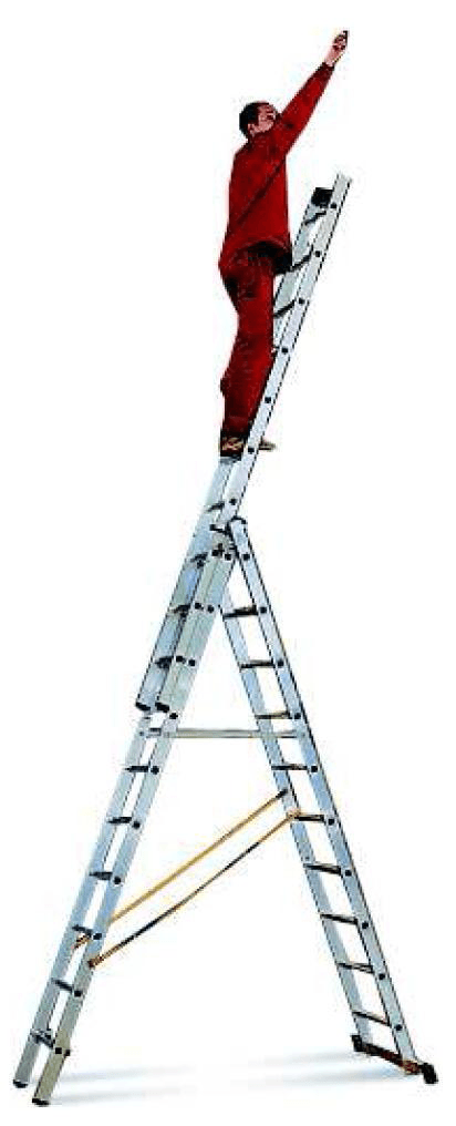 Рабочая высота трехсекционной лестницы-стремянки
