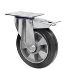 колеса поворотные для тележек из эластичной резины с алюминиевым центром тормозом и площадкой под 4 болта серия 27